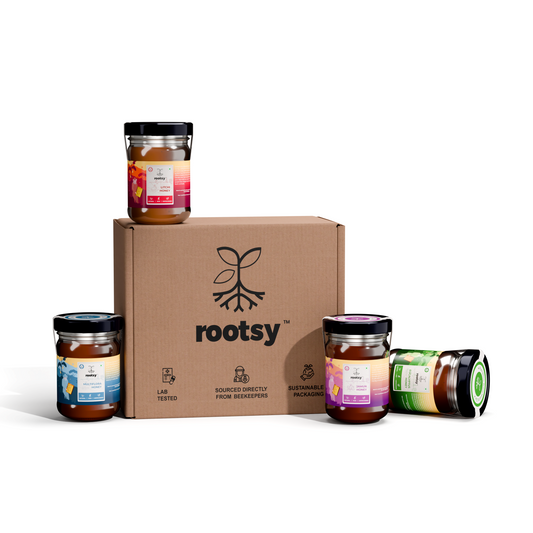 Rootsy Raw Honey Taster Set (4 x 125g)