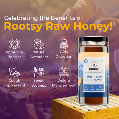Rootsy Raw Multiflora Honey and Litchi Honey Pack of 2 (500 g Each)